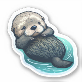 Cute Sea Otter Sticker Klistermärken