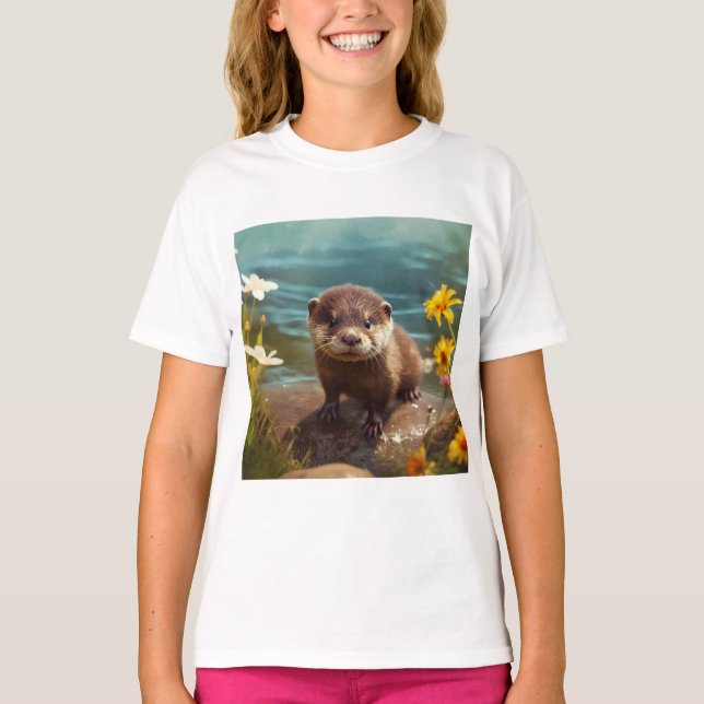 Cute Sea Otter T Shirt - Cute Animal Shirts (Framsida)