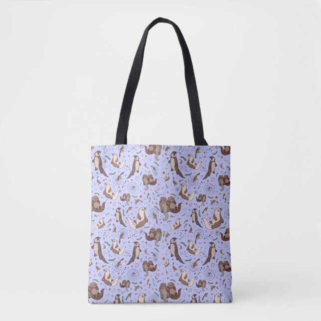 Cute Sea Otter Tote Bag Tygkasse (Framsida)
