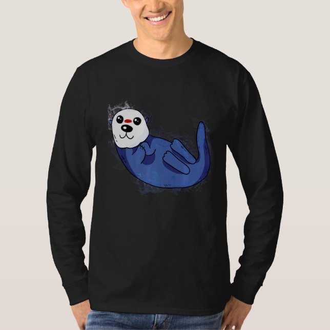 Cute Sea Otter vatten T Shirt (Framsida)