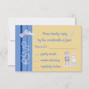Cute Sea Otters Tecknad Blue and Beige OSA kort