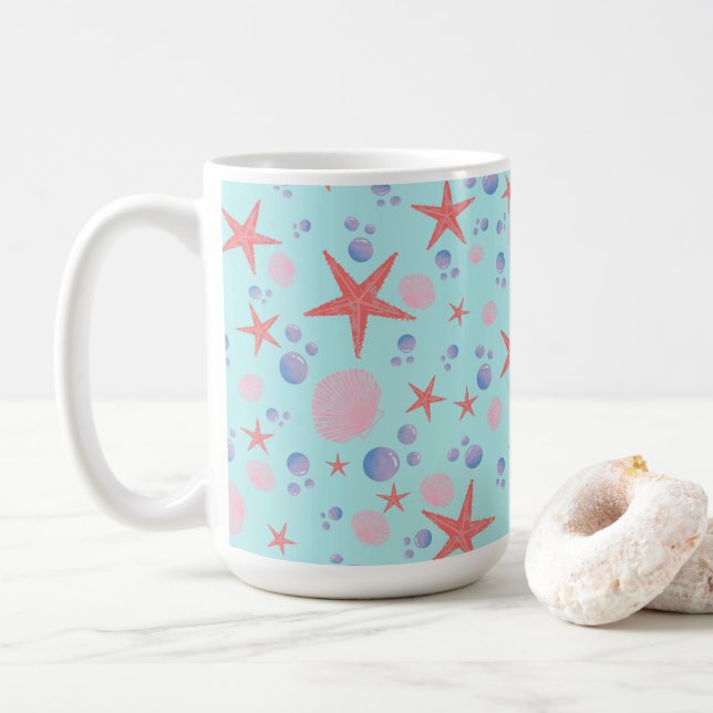 Cute Sea Snäcka starfish Coastal Summer Ocean Beac Kaffemugg (Med munk)