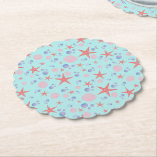Cute Sea Snäcka starfish Coastal Summer Ocean Beac Underlägg Papper