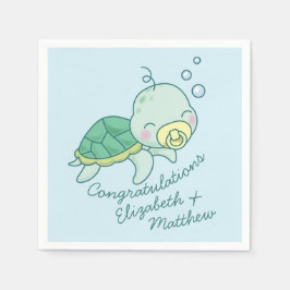 Cute Sea Turtle Baby Shower Kawaii Pappersservett