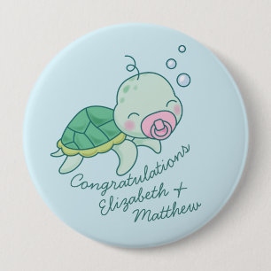 Cute Sea Turtle Baby Shower Kawaii Rosa Girl Girl  Knapp