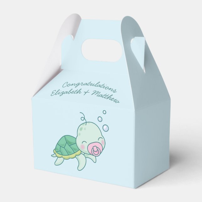 Cute Sea Turtle Baby Shower Kawaii Rosa Girl Girl  Presentaskar (Framsidan Sidan)
