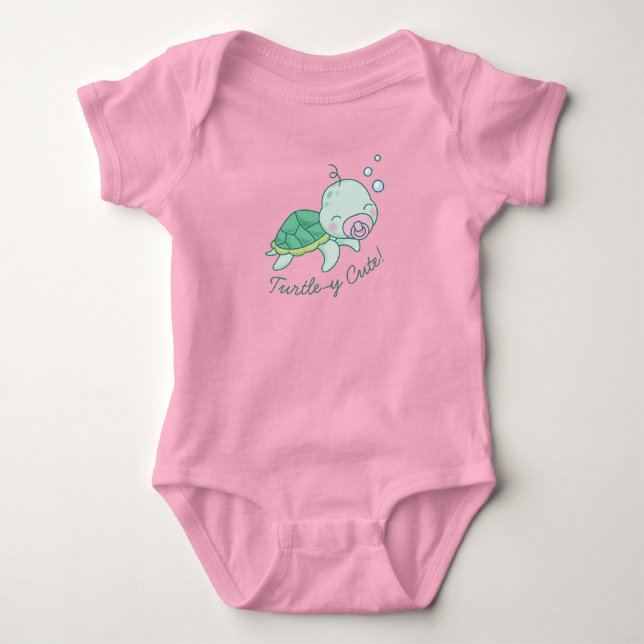 Cute Sea Turtle Baby Shower Kawaii Rosa Girl Girl  T Shirt (Framsida)