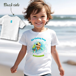 Cute Sea Turtle Birthday Boy Namn Number T Shirt