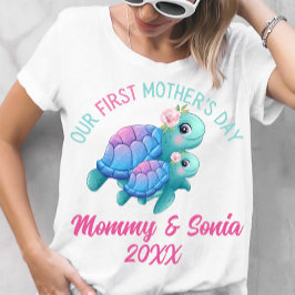 Cute Sea Turtle First Mors dag T-shirt
