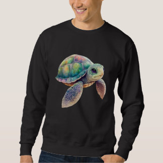 Cute Sea Turtle Graphic Lång Ärmad Tröja