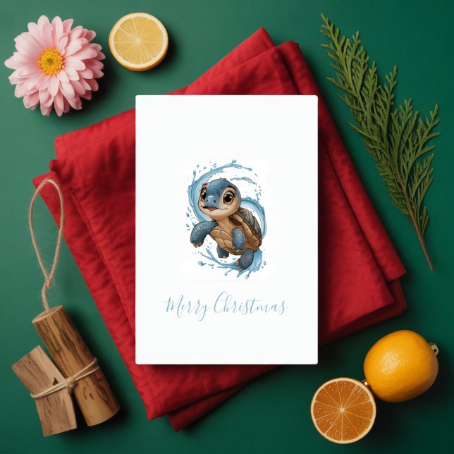 Cute Sea Turtle-Helgdag - vattenfärg Kort (Skapare uppladdad)