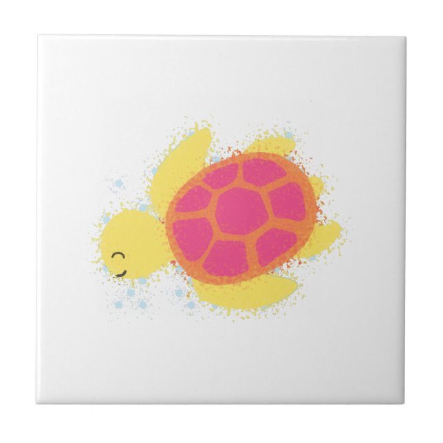 Cute Sea Turtle Kakelplatta (Framsidan)