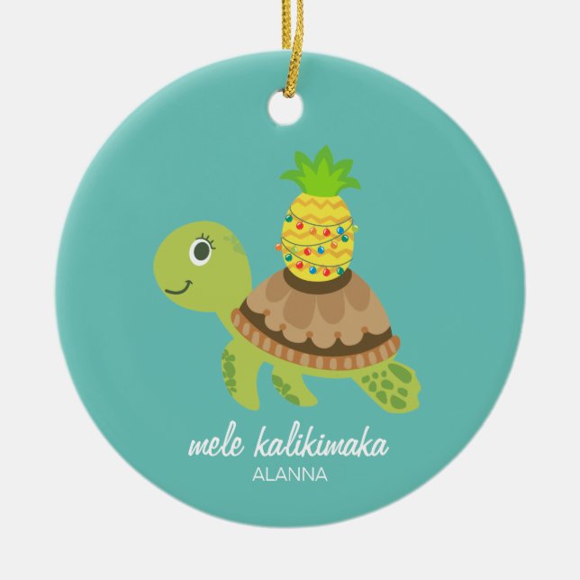 Cute Sea Turtle Mele Kalikimaka Ornament (Framsidan)