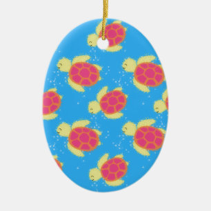 Cute Sea Turtle Mönster Julgransprydnad Keramik