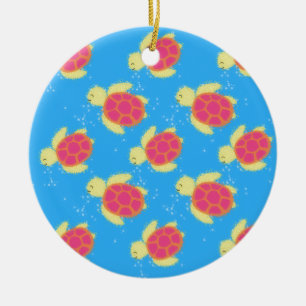 Cute Sea Turtle Mönster Julgransprydnad Keramik
