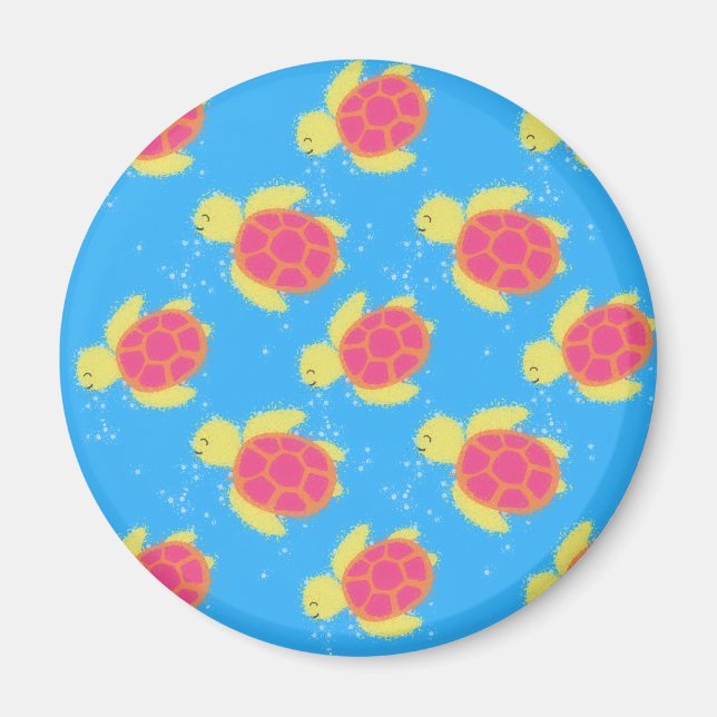 Cute Sea Turtle Mönster Magnet (Framsidan)