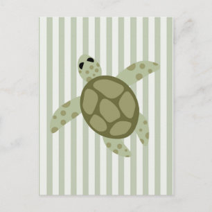 Cute Sea Turtle på Grönt Rand Vykort