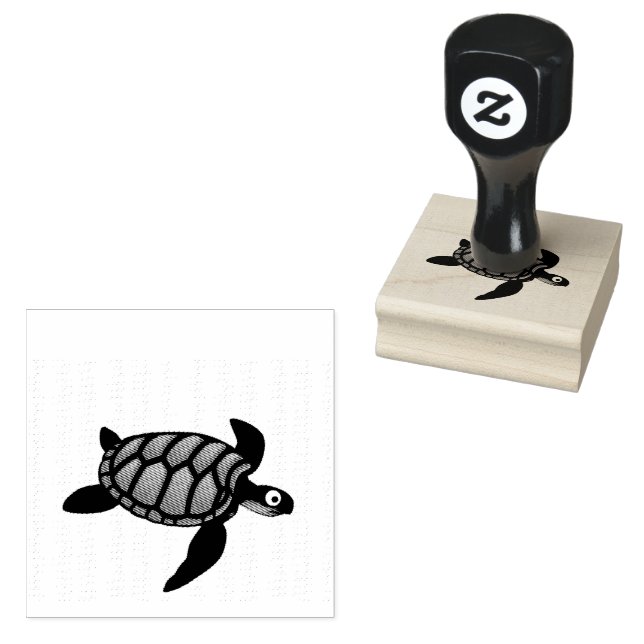 Cute Sea Turtle Reptile | Rubber Frimärke Stämpel (Stämplad)