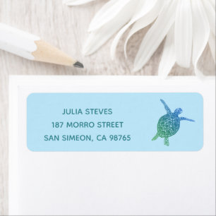 CUTE Sea Turtle Tortoise Honu Mailing Returadress Etikett