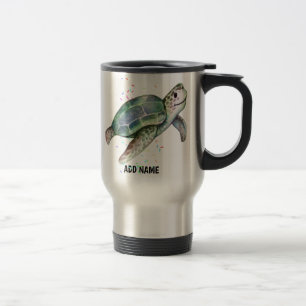 Cute Sea Turtle Watercolor Ocean Life Add Namn Resemugg