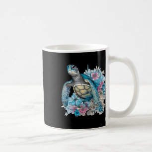 Cute Sea Turtle Wildblommor Animal Lover Tortoise Kaffemugg