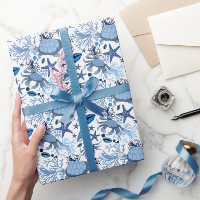 Cute sea turtles krabba mönster stranden party presentpapper (Gifting)