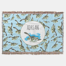 Cute Sea Turtles Mönster Filt