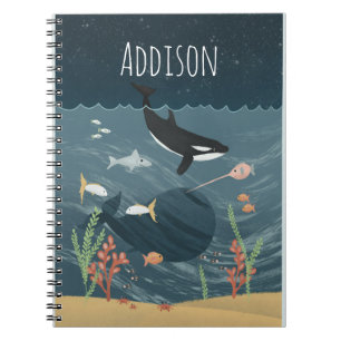 Cute Sea & Whimsight Ocean Orca Kids School Anteckningsbok