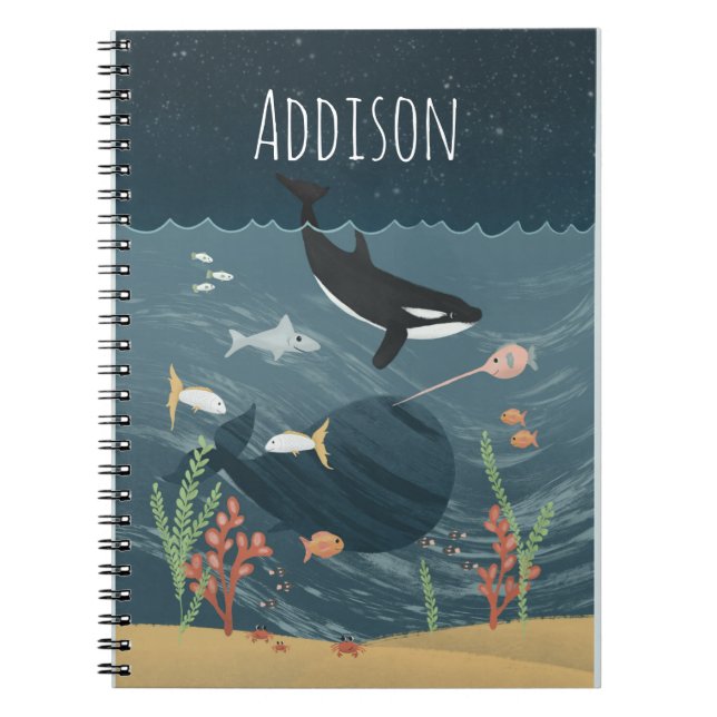 Cute Sea & Whimsight Ocean Orca Kids School Anteckningsbok (Framsidan)