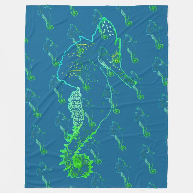 Cute Seahorse Art Fleece Blanket (Framsidan)