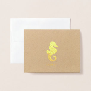 Cute Seahorse Folierat Kort