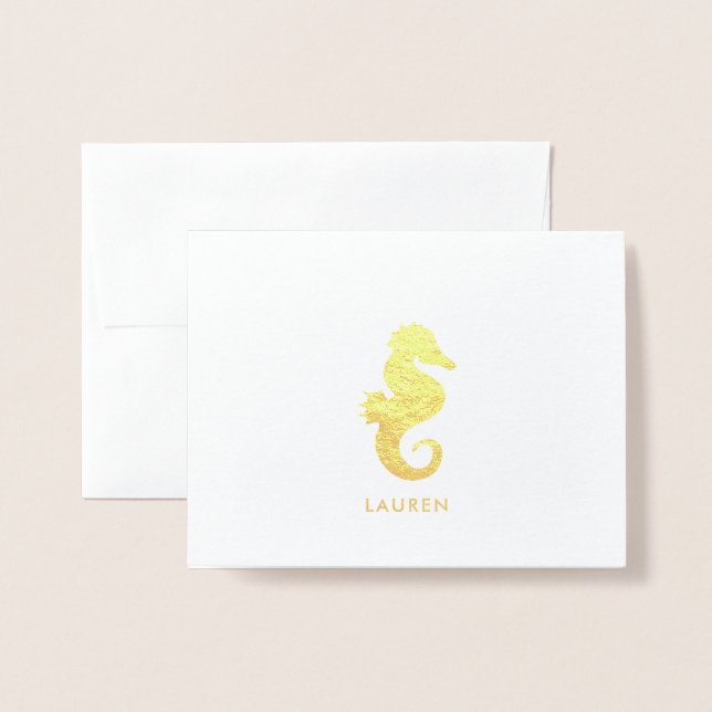 Cute Seahorse Folierat Kort (Framsida med kuvert)