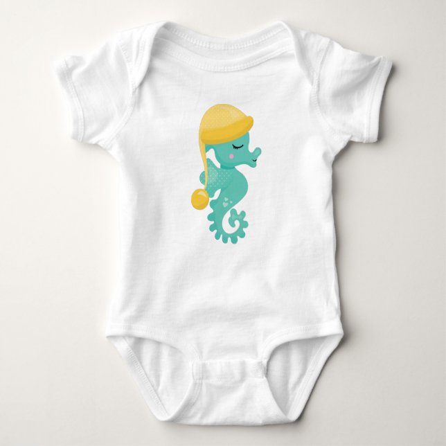 Cute Seahorse, Grönt Seahorse, Sleeping Seahorse T Shirt (Framsida)