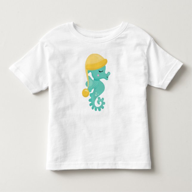 Cute Seahorse, Grönt Seahorse, Sleeping Seahorse T Shirt (Framsida)