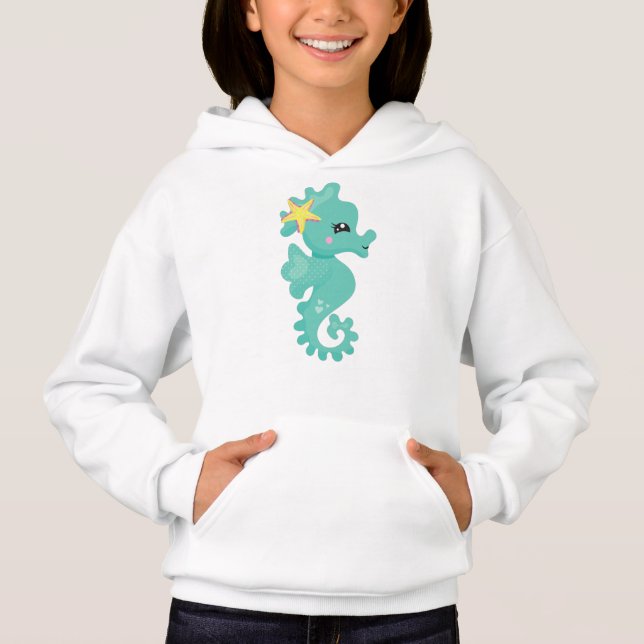Cute Seahorse, Grönt Seahorse, Starfish, Hjärter T Shirt (Framsida)