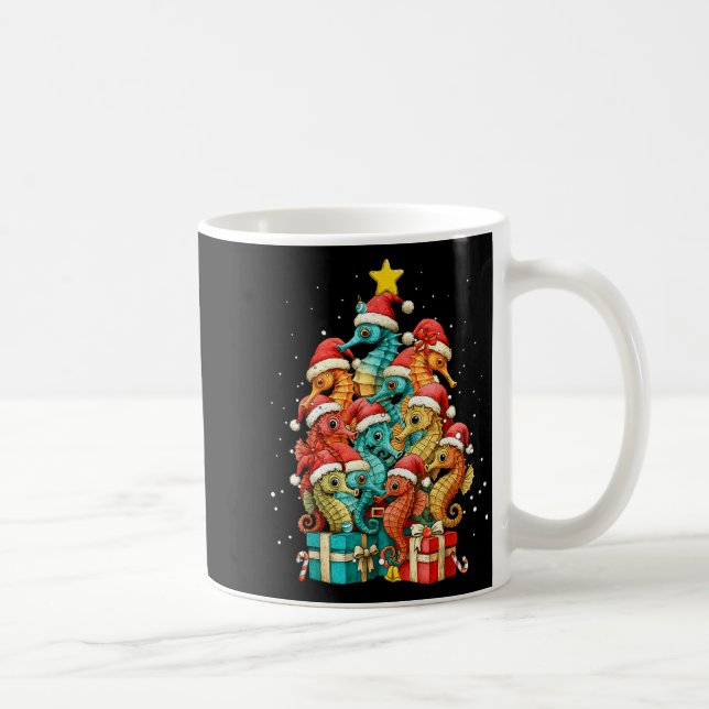 Cute Seahorse Le Sea Fish Christmas Tree Xmas Hat  Kaffemugg (Höger)