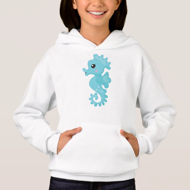 Cute Seahorse, Little Seahorse, Blue Seahorse T Shirt (Framsida)