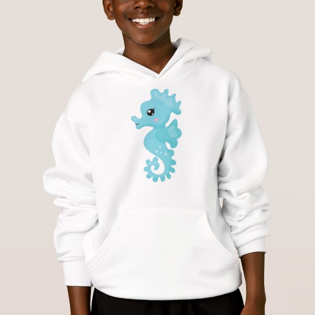 Cute Seahorse, Little Seahorse, Blue Seahorse T Shirt (Framsida)