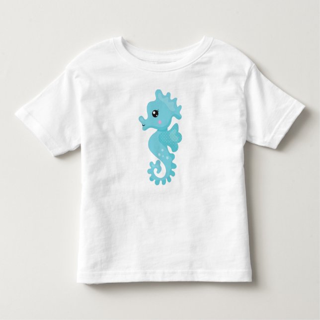 Cute Seahorse, Little Seahorse, Blue Seahorse T Shirt (Framsida)