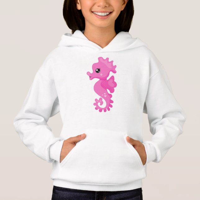 Cute Seahorse, Little Seahorse, Rosa Seahorse T Shirt (Framsida)