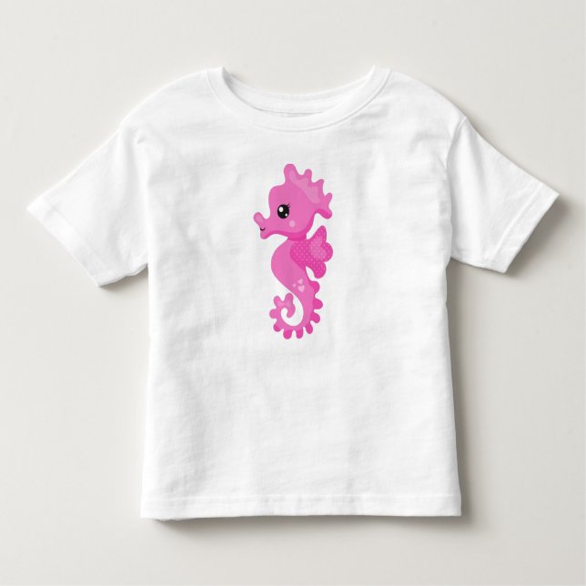 Cute Seahorse, Little Seahorse, Rosa Seahorse T Shirt (Framsida)