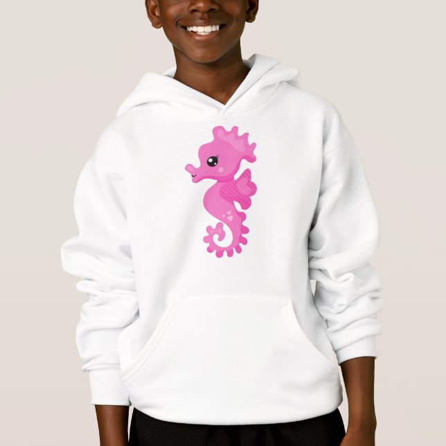 Cute Seahorse, Little Seahorse, Rosa Seahorse T Shirt (Framsida)
