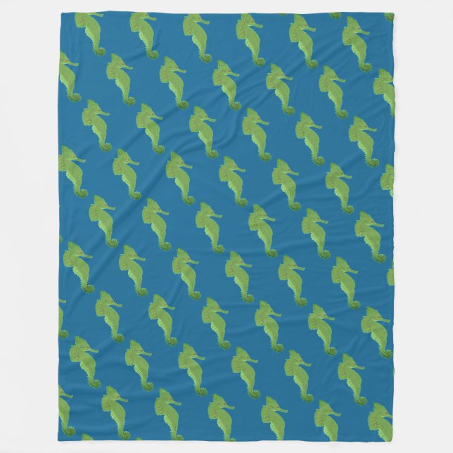 Cute Seahorse mönster Fleece Blanket (Framsidan)