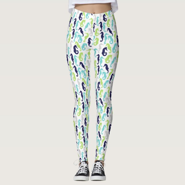 Cute Seahorse Mönster Leggings (Framsida)