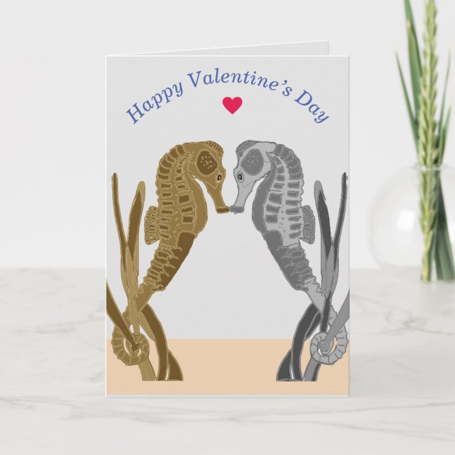 Cute Seahorse pair-Valentineser Helgkort (Framsida)