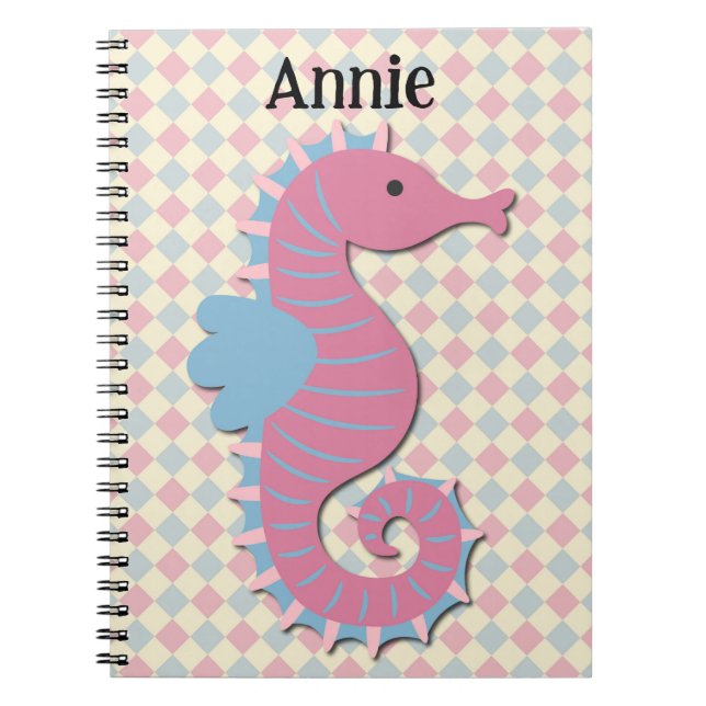 Cute Seahorse Personal Namn bärbar dator Journal Anteckningsbok (Framsidan)