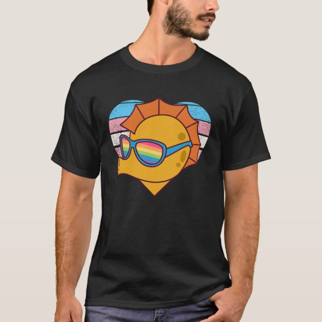 Cute Seahorse Pride Trans Flagga Rainbow Sunglass T Shirt (Framsida)