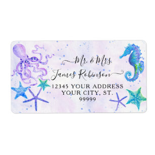 Cute Seahorse Starfish Octopus Seaside Baby Shower Fraktsedel