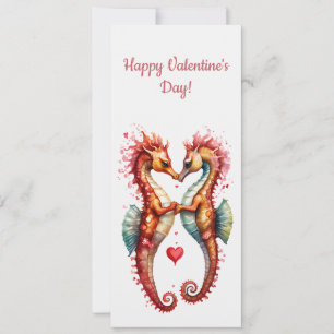 Cute Seahorse Sweethearts Heart Valentine Julkort