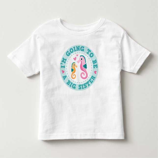 Cute Seahorse tecknad Im ska bli storsyster Tee (Framsida)